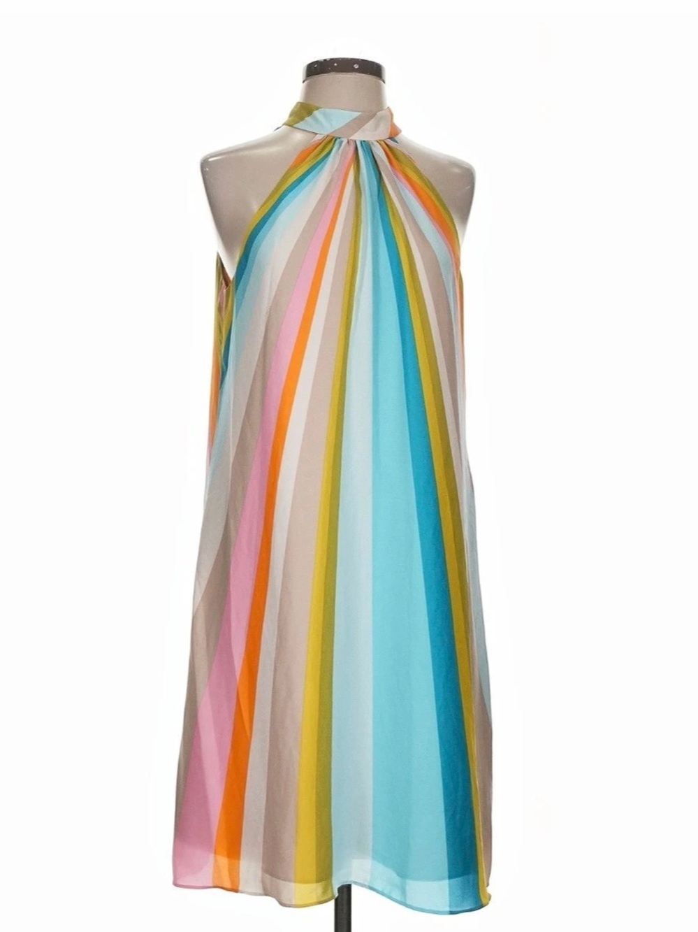 Trina Turk Striped Halter Mini Dress in Multicolor